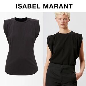 ISABEL MARANT Zutti pleated cotton-jersey T-shirt in Black XL sz 10 420$